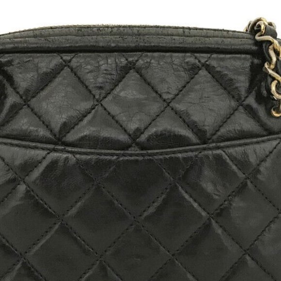 CHANEL Quilted Matelasse Lambskin Chain Shoulder Camera Bag Black leather gold - Picture 15 of 16